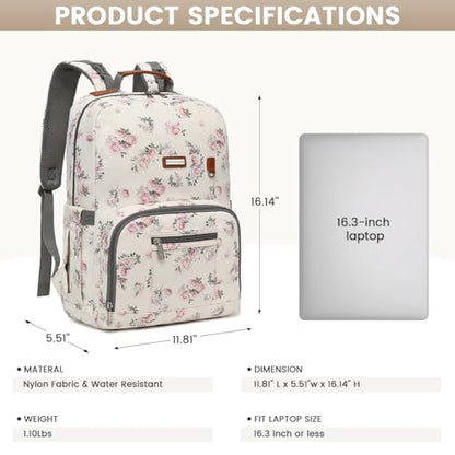Diaper Bag Backpack, Large Baby Nappy Bags with Portable Changing Pad for Boys and GirlsMultifunction Travel Baby Bag for Moms Dads, Shower Gifts Waterproof and Stylish，Flower Beige - color: Flower Beige