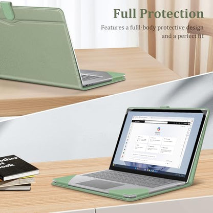 Fintie Sleeve Case for 15 Inch Microsoft Surface Laptop 6/5/4/3 (Model: 1872/1873/1953/1979), Premium PU Leather Protective Folio Book Cover with Large Pocket, Sage - color: Sage