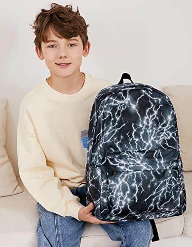 Backpack for Boys Elementary Bookbags Durable Lightweight Teenager Student School Bags Travel Waterproof (2-Black Lightning) - color: 2-black Lightning