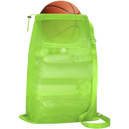 NATURAL STYLE Large Mesh Drawstring Backpack Bag, Gym Sports String Bag, Outdoor Workout Beach Swim Bag (Green) - color: Green