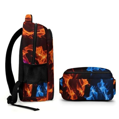 Water Resistant College Bookbag Red Blue Fire Balck, Sturdy Laptop Backpack with Water Bottle Pockets for Men Women Travel Work - color: Pattern (329)