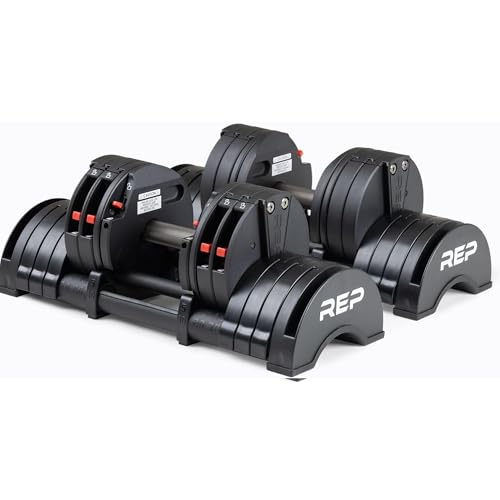 Rep Fitness Quickdraw Adjustable Dumbbells, Multiple weight ranges available including: 5-30, 5-40,5-50 and 5-60 lbs - style: 5-30 lbs