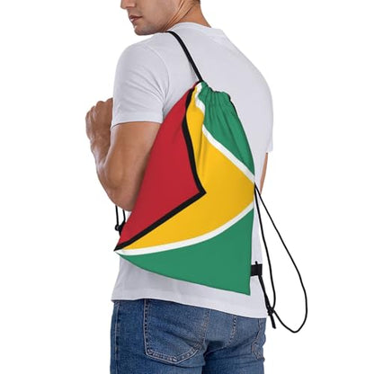 Guyana Flag Drawstring Bag Sport Gym Backpack Beach Travel Sack Draw String Yoga Bag For Men Women - color: Guyana Flag
