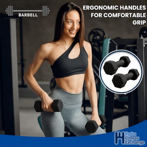 Neoprene Hexagon Dumbbells with Cast Ergo Handle (1 to 15lbs Pack of 1, 2, 4) | Durable Anti-Slip Exercise & Fitness Strength Training Free Weights for Home Gym | Black | For Men & Women - color: Black-1Lb pack of 4