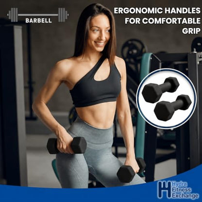Neoprene Hexagon Dumbbells with Cast Ergo Handle (1 to 15lbs Pack of 1, 2, 4) | Durable Anti-Slip Exercise & Fitness Strength Training Free Weights for Home Gym | Black | For Men & Women - color: Black-12Lb pack of 4