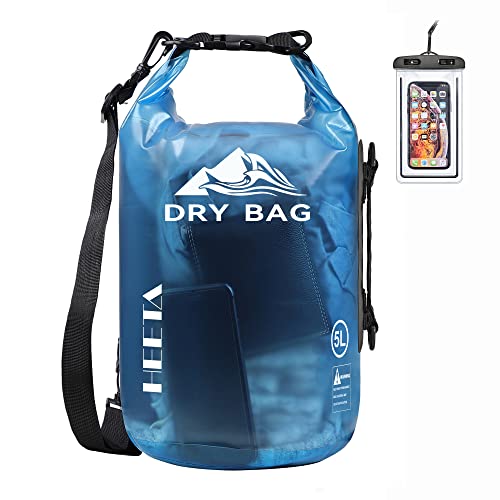 HEETA Dry Bag Waterproof for Women Men, 5L/10L/20L/30L/40L Roll Top Lightweight Dry Storage Bag Backpack with Phone Case for Travel Swimming Boating Kayaking Paddle Board Camping Beach Accessories - color: Blue, size: 20L