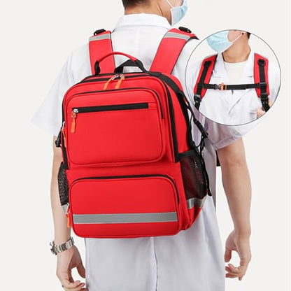 First Responder Bag Trauma Backpack Empty Medical Bag,Medical Emergency Kits Storage for EMT, EMS, Police, Firefighters - color: Red
