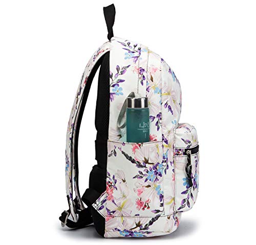 Kinmac Chinese Flowering Crabapple Pattern 15 inch Waterproof Laptop Travel Outdoor Backpack With USB Charging Port For 13 inch 14 inch and 15.6 inch Laptop - color: Chinese Flowering Crabapple