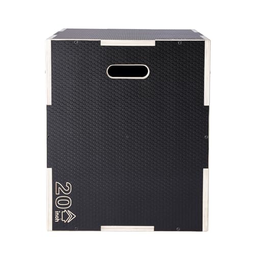 VEVOR 3 in 1 Plyometric Jump Box, Easy-to-Assemble Wood Plyo Box for Jumping Trainers, Home Gym Training and Conditioning - style: 30"x24"x20"