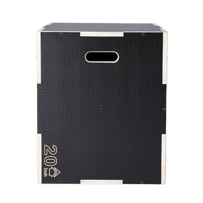 VEVOR 3 in 1 Plyometric Jump Box, Easy-to-Assemble Wood Plyo Box for Jumping Trainers, Home Gym Training and Conditioning - style: 30"x24"x20"