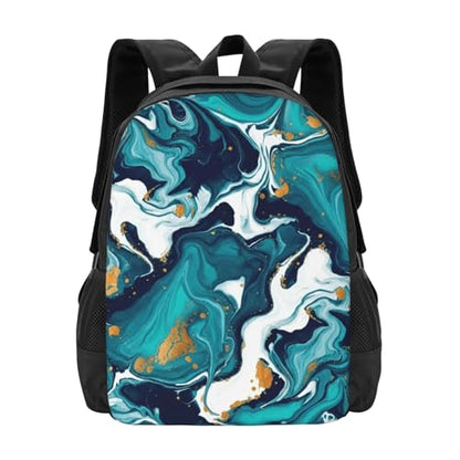 Ergonomic Padded Backpack Teal Turquoise Tie Dye, Anti Theft Spacious Travel Daypack Sturdy Polyester Bag for Commute Gym Outdoor Leisure Use - color: Design (575)