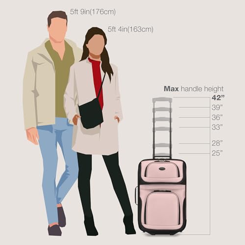 U.S. Traveler Rio Lightweight Softside Rolling Carry-on Suitcase, 2-Wheel Single, Pink - color: Pink, size: 21"