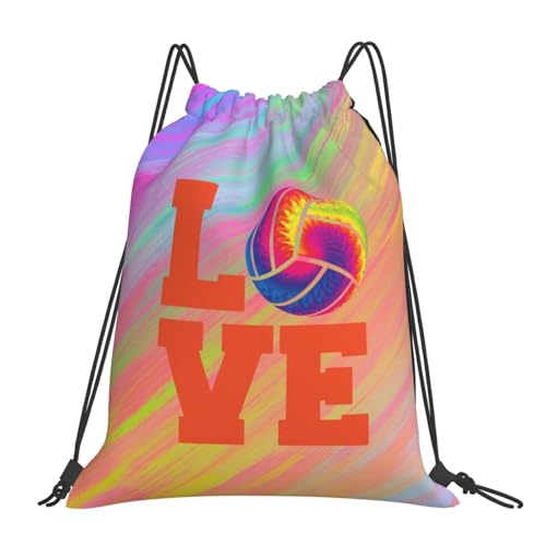 Love Volleyball Unisex Drawstring Backpack Bag Sport Gym Travel Swim Sackpack - color: Love Volleyball3
