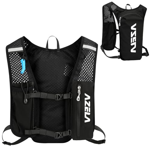 Azarxis Running Water Bottles Flask BPA Free Leakproof Hydration Vest Packs Waist Belt Replacement for Triathlon Marathon Hiking Cycling Climbing Runner - color: #1 Black (7L) - Only Running Vest