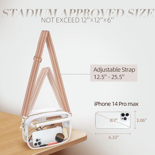 Clear Bag Stadium Approved, Clear Crossbody Bag Purses for women for Concert, Sports, Festivals - color: White-01