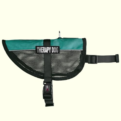 Dogline MaxAire Vest Therapy Dog Removable Patch Adjustable Harness Reflective for Puppies Small Medium and Large Dogs 13 by 16 Inch Girth Teal - color: Teal, size: Girth 13 by 16"