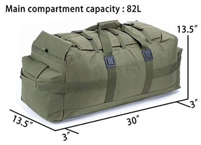 Large Military Duffle Bag Backpack Tactical Field Gear Equipment Duffel Bag Army Deployment Bag 85L - color: Olive Drab