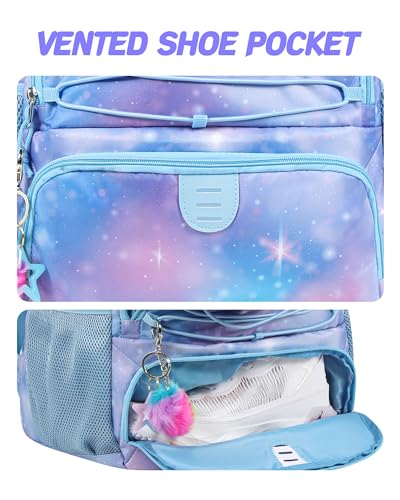 Basketball Bag Backpack for Men Women with Ball & Shoes Compartment 30L Capacity Lightweight Breathable Boys Girls Soccer Ball Bag Backpack Fit Volleyball Football Sports Travel School Gym - color: TK13Starry Purple