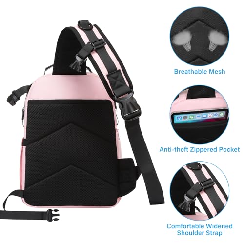MOSISO Camera Sling Bag, DSLR/SLR/Mirrorless Camera Case Crossbody Photography Backpack with Tripod Holder&Removable Modular Inserts&PU Handle Compatible with Canon/Nikon/Sony, Pink - color: Pink