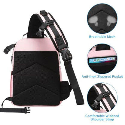 MOSISO Camera Sling Bag, DSLR/SLR/Mirrorless Camera Case Crossbody Photography Backpack with Tripod Holder&Removable Modular Inserts&PU Handle Compatible with Canon/Nikon/Sony, Pink - color: Pink