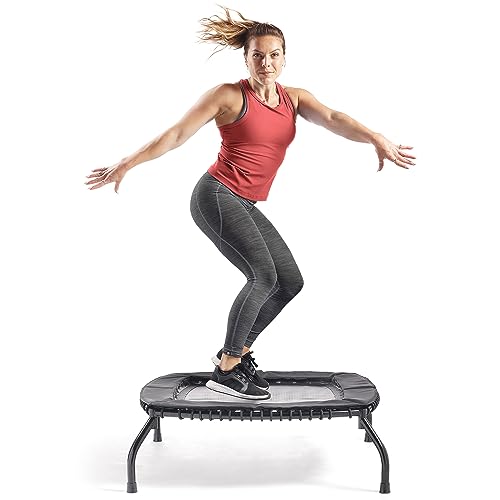 Sunny Health & Fitness Springless Mini Fitness Trampoline – Premium Adjustable Bungee-Style Indoor/Outdoor Exercise Rebounder for Quieter and Safer Workouts - size: 36 Inch
