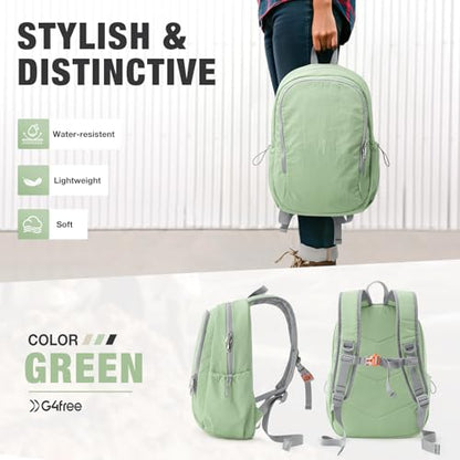 G4Free 15L Hiking Backpack, Bookbag for Students, Lightweight Water Resistant Daypack for Travel School College Women Men (Green) - color: Green