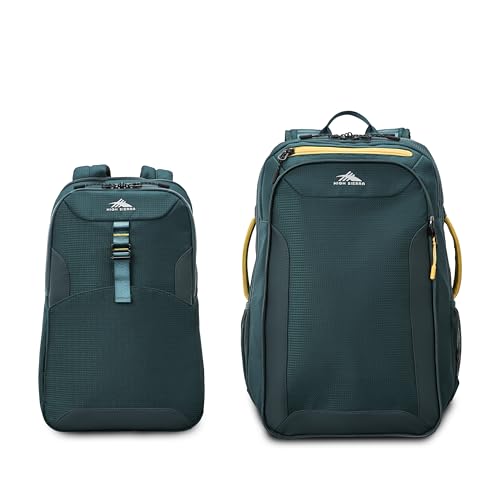 High Sierra Hi-Life 3-in-1 Convertible Backpack - Features Removable Daypack, Stack-It Strap, Adjustable Sternum Strap, Fleeced Pocket For Scratch Protection, Dual Water Bottle Pockets - Green/Yellow - color: Green/Yellow