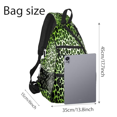 Pickleball Bag for Women & Men – Lightweight Sports Backpack with Paddle Compartments, Dual Carry Modes, Detachable Zippered Strap, Brown Leopard, Great Gift Option for Players - color: Green Leopard