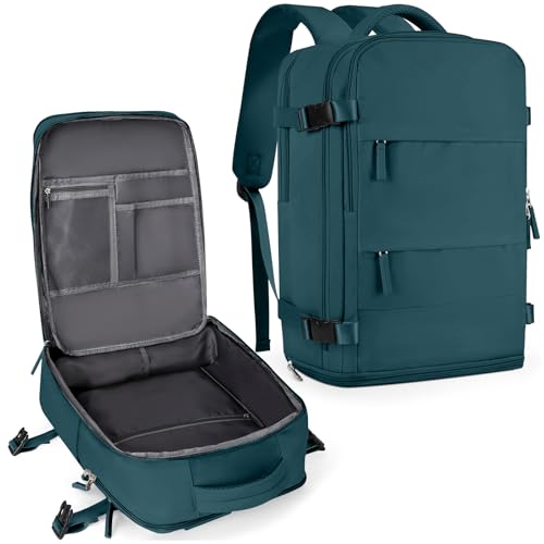 coowoz Large Travel Backpack For Women Men,Carry On Backpack Flight Approved,Hiking Backpack Waterproof Outdoor Sports Rucksack Casual Daypack Fit 15.6 Inch Laptop Shoes Compartment,30L(Peacock Blue) - color: Peacock Blue, size: 30l