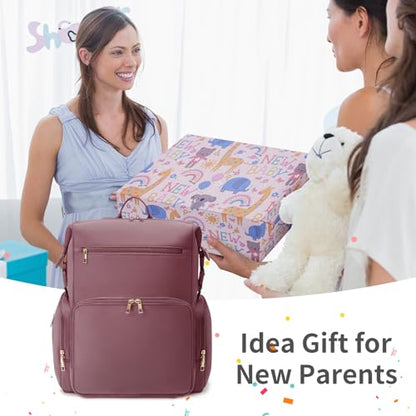 CEI-CEI Neoprene Diaper Bag Backpack Large Newborn Baby Maternity Bags Waterproof Travel Backpack for Mom Dad with Insulated Pockets,Changing Pad - color: Pink