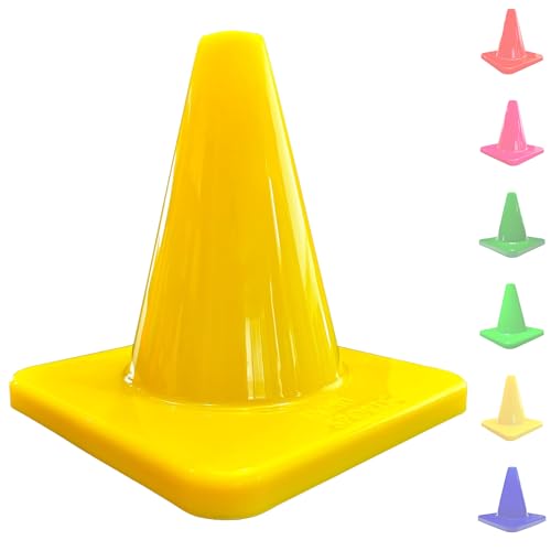 LVL10 Pro Training Cones - 6" Soccer Training Cones for Sports - for Basketball, Football, Basketball and Agility Drills - Soccer Field Markers that Won't Crack, Slide or Fly - color: Yellow, style: 20 Pack