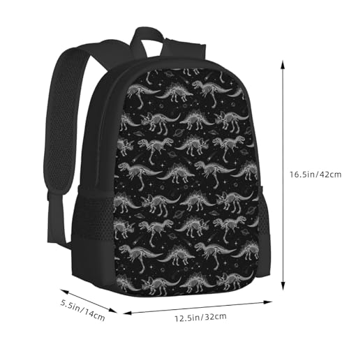 Lightweight Polyester Daypack Funny Dinosaur Skeleton Black, Anti Theft Large Capacity Travel Hiking Backpack Unisex Carry On Bag for Outdoor Commute Business Use - color: Design (1321)