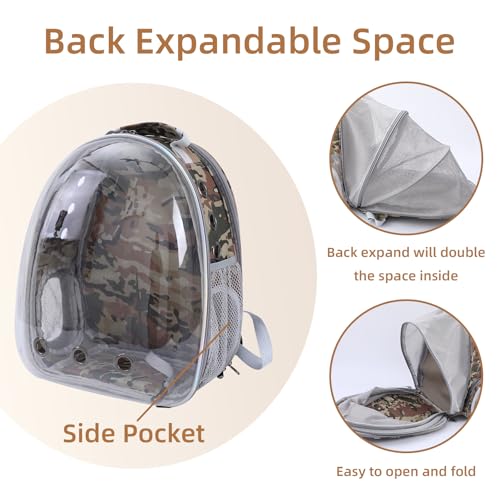 Expandable Cat Carrier Backpack with Bubble Window, Camo - color: Camo