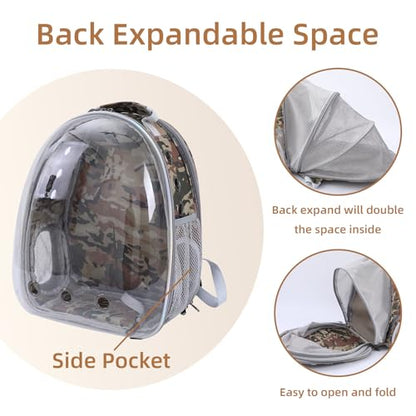 Expandable Cat Carrier Backpack with Bubble Window, Camo - color: Camo