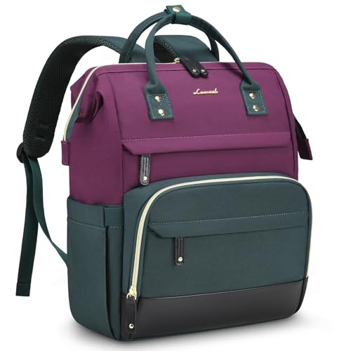 LOVEVOOK Laptop Backpack for Women, 15.6 Inch Work Business Backpacks Purse With Large Capacity, Waterproof Nurse Bag College Bookbag for School, Waterproof Casual Daypack for Travel - color: Purple-green, size: 15.6 INCH
