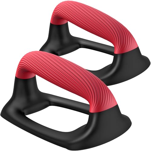 Kipika Push Up Bars, Pushup Stands With Thickened Soft Plastic Handle, Stable and Non-Slip Base, Pushup Handles Perfect for Floor Strength Training - color: C: Black & Red