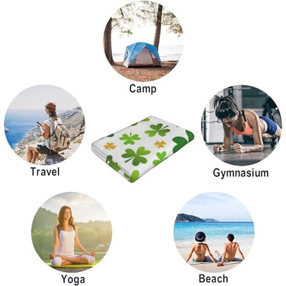 St. Patrick's Day Shamrock Beach Towel, Green Clover Irish Quick Dry Sand Free Absorbent Bath Towel, Microfiber Lightweight Towel Pool Travel Camping Gym Swim 30x60 Inch/ 77X153cm - color: Shamrock