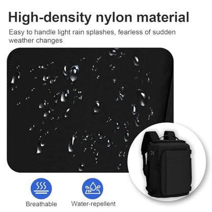 Carry On Travel Backpack with Shoe Compartment Flight Approved Laptop Backpack Expandable Work Business Backpack for Women Men Casual Daypack, Black - color: Black, style: A