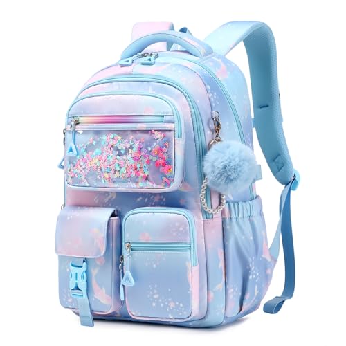 Girls Backpack,School Bag for Kids,Primary,Elementary,teen ages 6-15 Girls Bookbag,Students Kawaii Backpack Blue dolphin - color: Blue Dolphin
