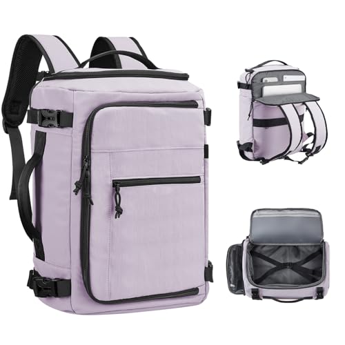 Carry On Travel Backpack Flight Approved Laptop Backpack Business Work Backpack for Women Men Large Capacity Casual Daypack with Wet/Dry Separation Pockets, Purple - color: Purple, style: B