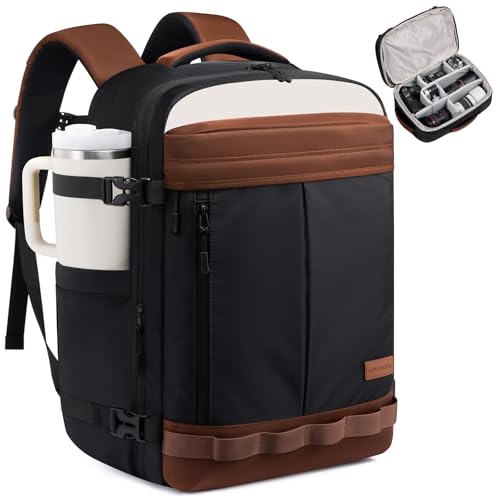 LOVEVOOK Camera Bag Backpack for Photographers, Professional DSLR, SLR & Mirrorless Camera Case, Carry On Personal Item Bags for Women Men, TSA 40L Travel Essentials Compatible with Canon/Nikon/Sony - color: Black-brown-beige, size: 40L Expandable Camera