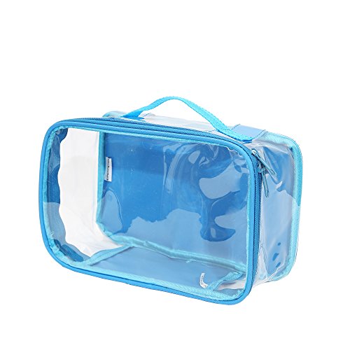 Small Clear Travel Packing Cube/See Through PVC Plastic Pouch for Carry On Suitcase, Backpack or Diaper Bag/Transparent Multipurpose Accessories, Makeup & Underwear Organizer w/Handle (Turquoise) - color: Turquoise