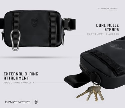 Gymreapers Travel Small Crossbody Bags for Men & Women with Hidden Pocket - Waterproof Crosssbody Fanny Pack for Men with Adjustable Shoulder Sling Belt for Traveling, Running & Hiking (Onyx) - color: Onyx