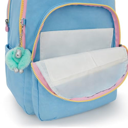 Kipling Women's Seoul Extra Large 17" Laptop Backpack, Durable, Roomy with Padded Shoulder Straps, Built-In Protective Sleeve - color: Pool Blue Mix Pop, size: 13.5''L x 17.75''H x 9''D