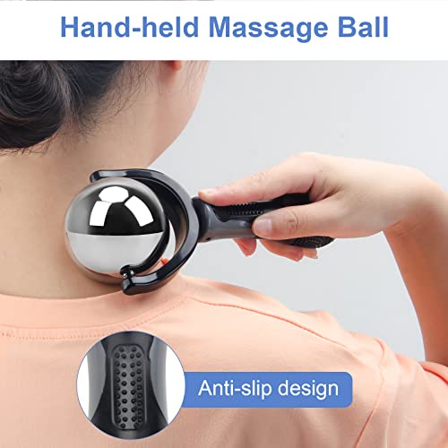 Catcan Cold Massage Roller Ball, Cold Therapy Relief, Portable Fitness Ice Roller Ball with Handle, Great Tool for Back/Neck Pain, Muscles Recovery and Inflammation - color: Black