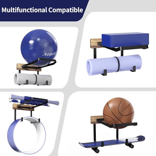 for BABYGO/THERABAND/Trideer Birthing Ball & Exercise Yoga Wall Mount Ball Holder, Heavy Duty Pilates Circles Holder, Yoga Mat Holder, Stability Medicine Ball Storage Rack for Women