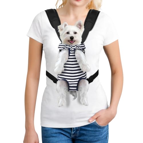 YUDODO Pet Dog Carrier Backpack Adjustable Dog Front Carrier, Legs Out Easy-Fit Dog Travel Backpack Carrier for Hiking Camping for Small Medium Dogs Cats and Rabbits (Small), C-Blue White Strip - color: C-Blue white strip