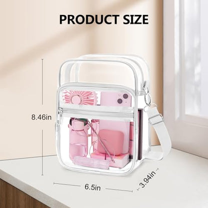Blvornl Clear Crossbody Bag with Adjustable Shoulder Strap, Stadium Approved PVC Purse Bag, Messenger Bag - color: White, size: Small