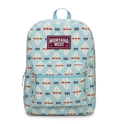 Montana West Backpack for Women Men 2 PCS Lightweight College Bookbags Casual Daypack Backpacks for Commute & Travel - color: Western Jean