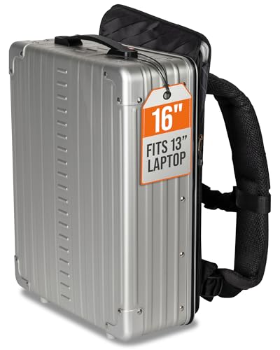All Aluminum Lightweight 16" Hybrid Backpack for Men & Women, Fits 13" Laptop, Premium Hard Shell Backpack for Business Travel with RFID blocker for Tech, Executive, Gamers, Photographer (Silver) - color: Silver